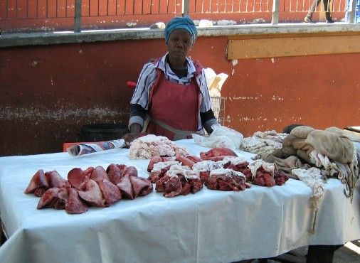 The Townships Project - Mrs. Nozakhe Jacob, butcher, Site B Train Station, Khayelitsha, near Cape Town, South Africa