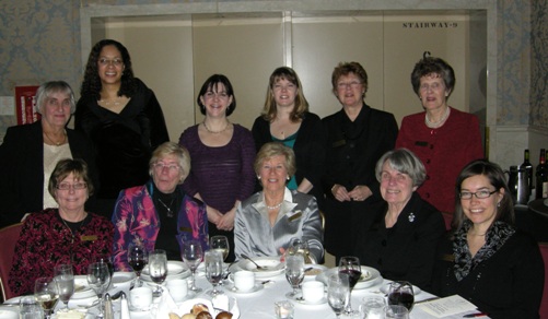 Mining Hall of Fame Volenteers - Back Row (L to R) Lillian Vincze, Chair of WAMIC-CMHF Committee; Alicia Ferdinand; Becky Bays, New CMHF Co-ordinator;  Michelle Burns, Singer;  Pat Leigh;  Pat Crombie. Front Row (L to R) Peggy Wahl; Joan Scott; Carol-Ann Devine; Eve Brummer; Patty Mannard