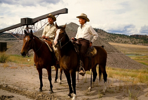 (L to R) Dr. Norman B. Keevil Junior and Dr. Norman Keevil Senior - Former Afton Mine (1979)